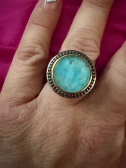 Large Turquoise Stone sterling Silver Ring