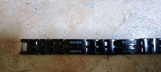 Black Tungsten & Stainless Steel Diamond Bracelet — Designer/Zales — BROKEN/AS-IS