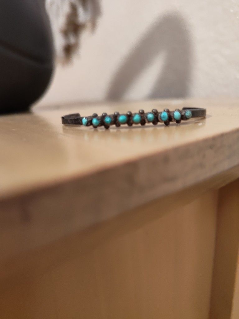 Zuni Turquoise Bracelet Cuff Snake Eye Set