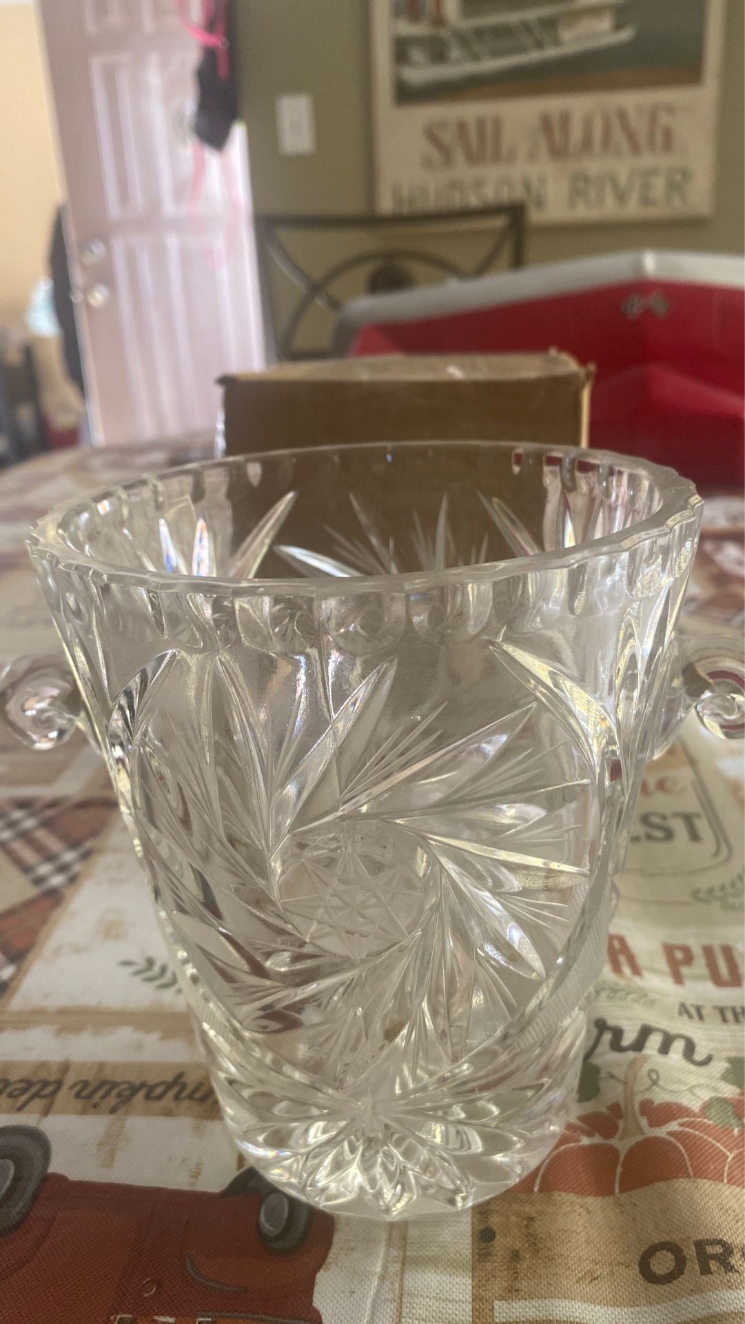 Pure crystal jar or vase very heavy and pure