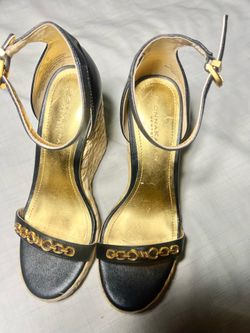 Donna Karen black embellished wedges size 6.5M