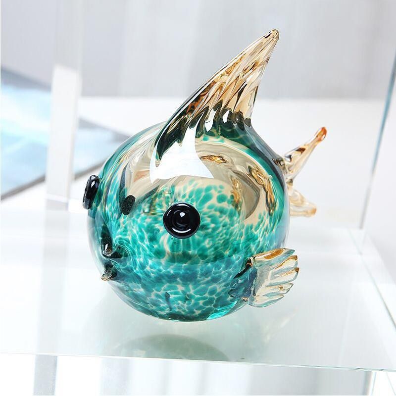 Liuli Glass Bubble Fish Figurine