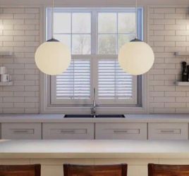 Progress Lighting (Pack Of 2) 1-Light White Pendant with White Opal Glass