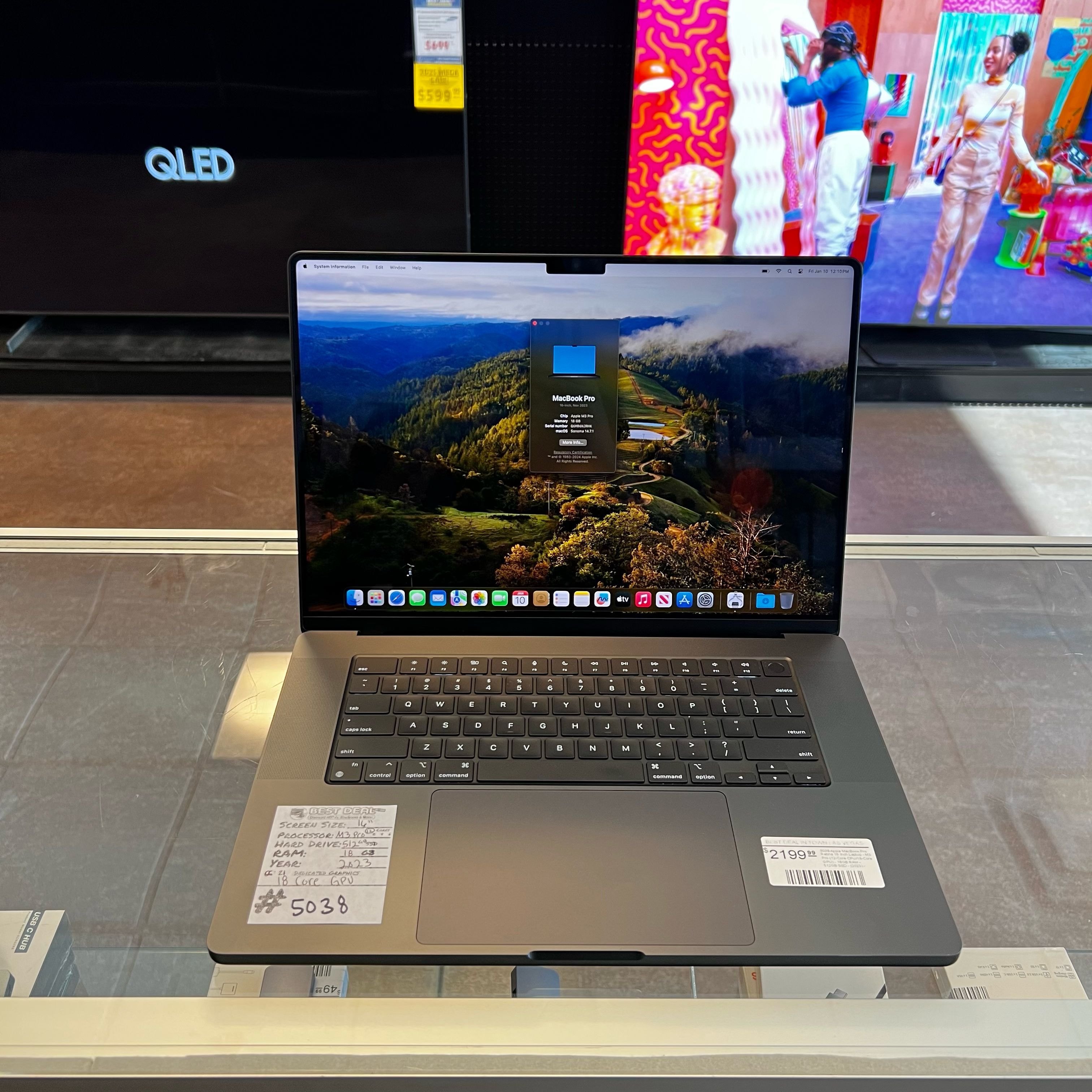 Apple MacBook Pro Retina 16 Inch Laptop M3 Pro (12 Core CPU/18 