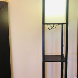 Black Wood Lamp With Shelves 