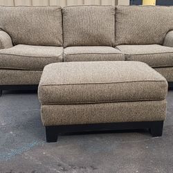 Textured Woven Fabric Couch+ Ottoman +;Delivery 