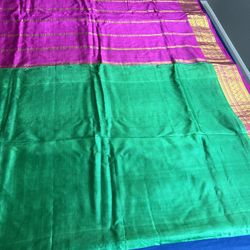 Party Wear New Beautiful Green-Magenta silk Sari