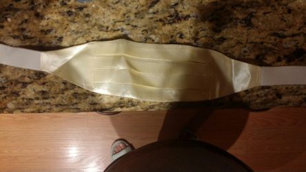 Boy's White and cream Tuxedo jacket , pants and belt size 12