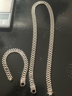 925 Sterling silver Rolex chain and bracelet