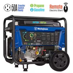 Brand New Westinghouse 12,500/9,500-Watt Dual Fuel Gas and Propane Powered Portable Generator with Remote Electric Start, 50 Amp Outlet