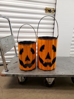 Set Of 2 Metal Nesting Pumpkin Luminaries