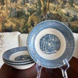 4 CURRIER & IVES  bowls