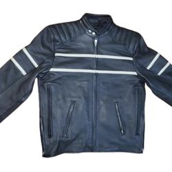 Men’s Black Motorcycle Biker Premium Quality Leather Jacket
