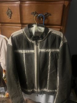 Italian GFFerre leather & canvis spring jacket M 