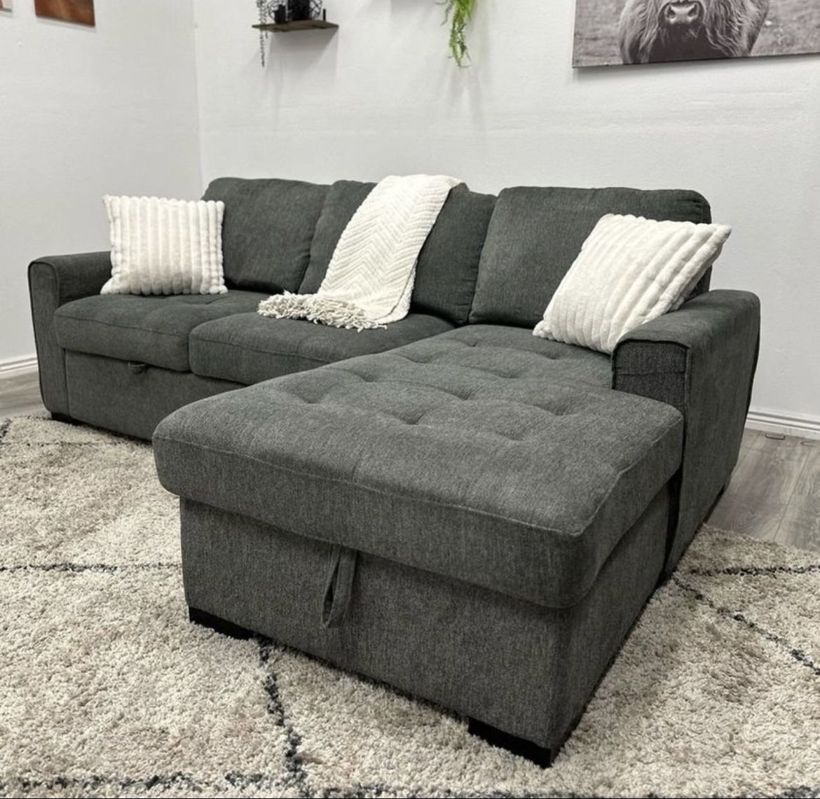 Kendale Sleeper Sofa with Storage Chaise (Gray) *FREE DELIVERY 🚚*