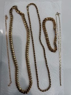 Gold-Tone Chain Necklace and Bracelet Set