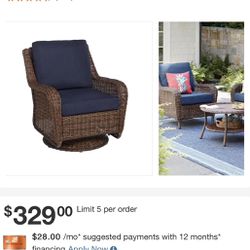 Swivel Rocking chair - Navy Blue Cushion
