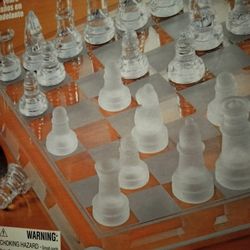 Glass Chess and Checkers Board and Pieces