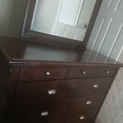 Dresser With Mirror & Two Night Stands 