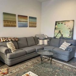 Sectional Couch With Rug, Coffee Table And Pillows Free Delivery Available 