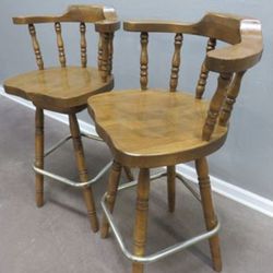 Wooden Bar Stools with Chrome Footrest 22.5" W x 40"H Sold As A Pair 