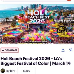 Holi Beach Festival 2026 - LA's Biggest Festival of Color | March 14