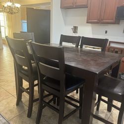 6 Chair Adjustable Dinning Room Table 