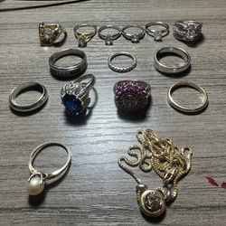 Estate lot of 14k, 18k, PT Natural diamond jewelry