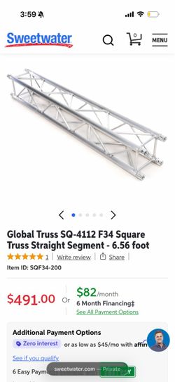 Global Truss SQ-4112 F34 Square Truss Segment 6.56ft