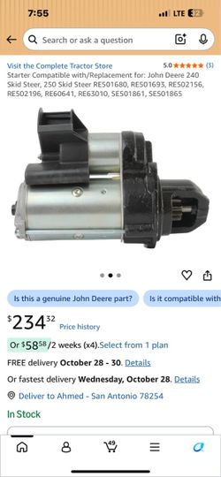 Starter Compatible with/Replacement for: John Deere 240 Skid Steer, 250 Skid Steer RE501680, RE50169
