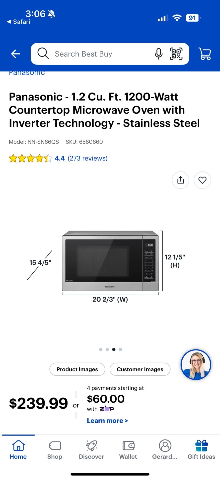 Panasonic-  1.2 Cu. Ft. 1200- watt Countertop Microwave Oven With Steel Inverter Technology- Stainless Steel