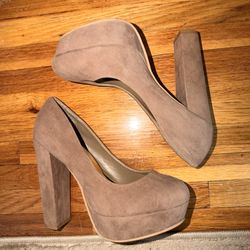 Brown Suede Platform Heels