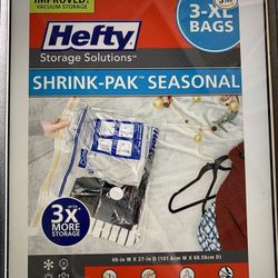 Hefty Shrink-Pak - 3 Extra Large Vacuum Storage Bags for Storage for Clothes, Pillows, Towels, or Blankets - Space Saver Vacuum Sealer Bags Ideal @M2
