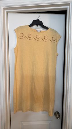 Liz Claiborne Yellow Eyelet Embroidered Sleeveless Dress Tunic Large