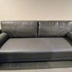 Mid-Century Modern Leather Sofa Couch