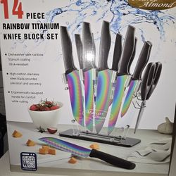 Rainbow Titanium Knife Block SET