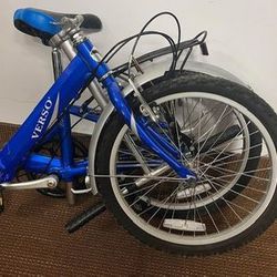 Verso Cologne  20" 7 Speed Folding Compact City Commuter Bike, Blue (NOT Electric). Folding Bicycle