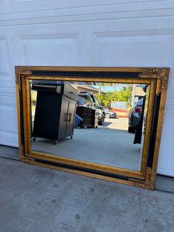 Large Gold and Black Ornate Wall Mirror