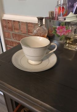 Brentwood fine china white lace footed coffee tea cup and saucer