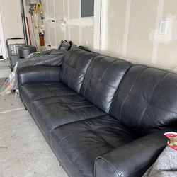 84” Navy Blue Leather Couch 