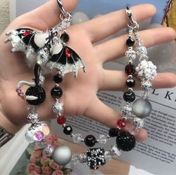Dragon Charm Beaded Keychain Set