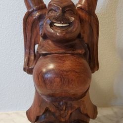 Hand Carved White Teeth Laughing Buddha