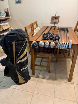 CALLAWAY/STRATA MEN’S GOLF SET+DRIVER/HYBRIDS/WOOD/PUTTER/STRATA STAND GOLF BAG (11 CLUBS)