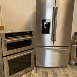 Kitchen Aid French Door Fridge/ 30” Microwave Oven Set