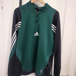 Adidas Climacool Pullover Jacket Mens Large 3 Stripes Logo Green Black Vtg