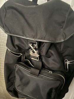 Black Nylon Drawstring Flap Backpack