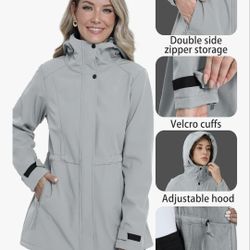 Women's Softshell Jacket Lightweight Waterproof Windbreaker Hooded Size Small
