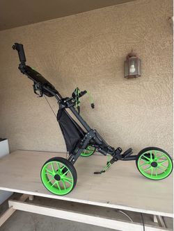 EASEGO Golf Push Cart 3 Wheel : Golf Bag Cart Foldable with Phone Holder/Cup/Umb