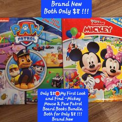 $8🛑My First Look and Find -Mickey Mouse & Paw Patrol  Board Books Bundle. Both for Only $8 !!!
Brand New 