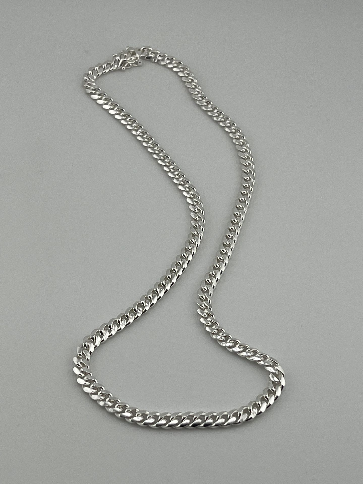New925 sterling silver cuban link chain Necklace